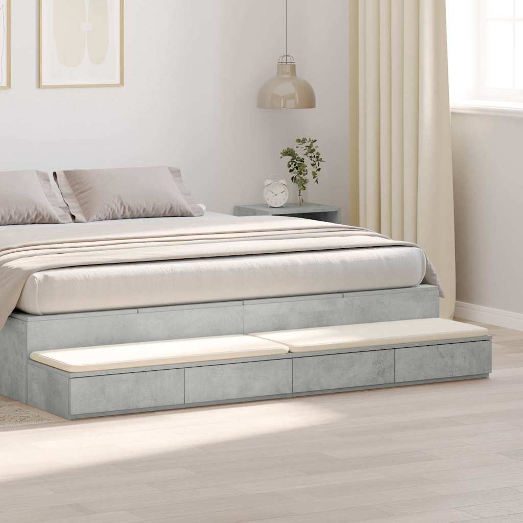 Bedlades met lade Beton Grijs 180 x 36,5 x 16,5 cm Bewerkt hout is nu te koop bij PeponiXL, paradijselijk wonen!