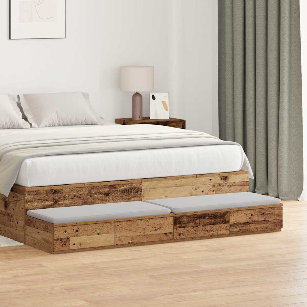 Bedlades met lade Oudhout 135 x 36,5 x 16,5 cm Bewerkt hout is nu te koop bij PeponiXL, paradijselijk wonen!