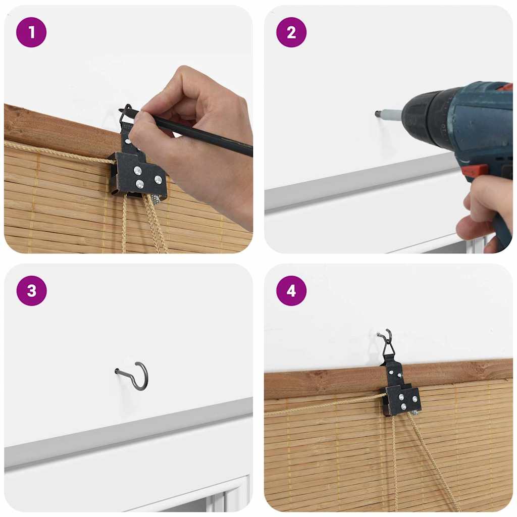 Rolgordijn met gordijnen Bruin 60 x 220 cm Bamboe is nu te koop bij PeponiXL, paradijselijk wonen!