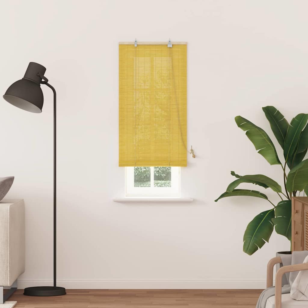 Rolgordijn met gordijnen Geel 60 x 220 cm Bamboe is nu te koop bij PeponiXL, paradijselijk wonen!