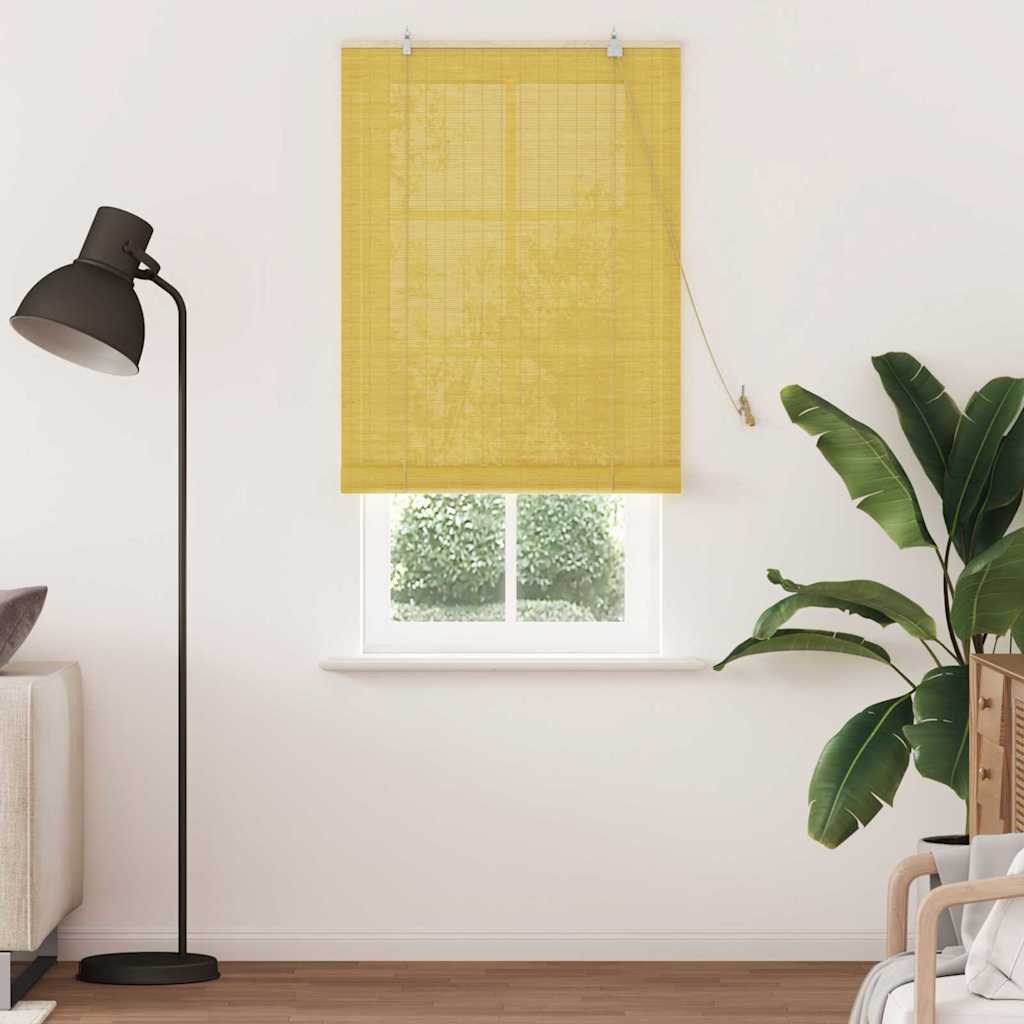 Rolgordijn met gordijnen Geel 90 x 220 cm Bamboe is nu te koop bij PeponiXL, paradijselijk wonen!