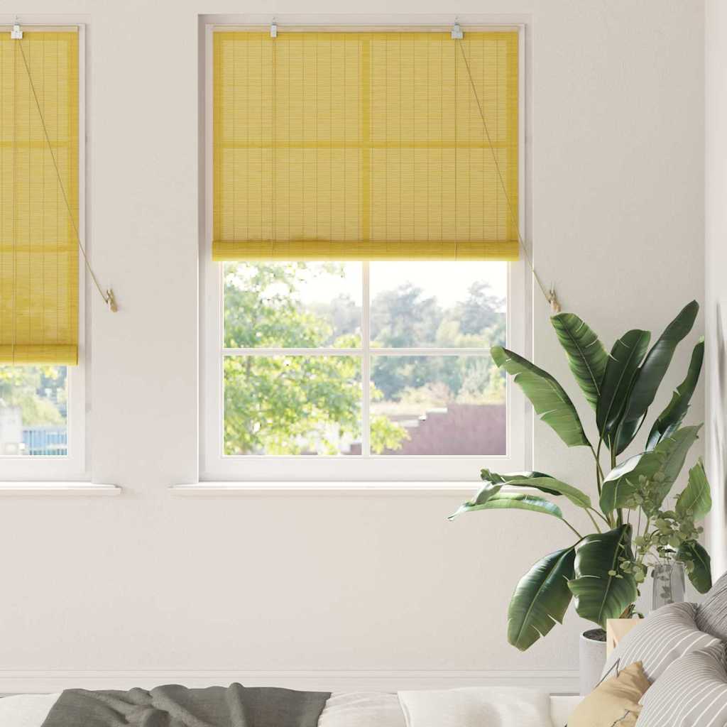Rolgordijn met gordijnen Geel 100 x 220 cm Bamboe is nu te koop bij PeponiXL, paradijselijk wonen!