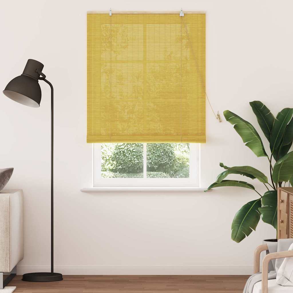 Rolgordijn met gordijnen Geel 120 x 220 cm Bamboe is nu te koop bij PeponiXL, paradijselijk wonen!