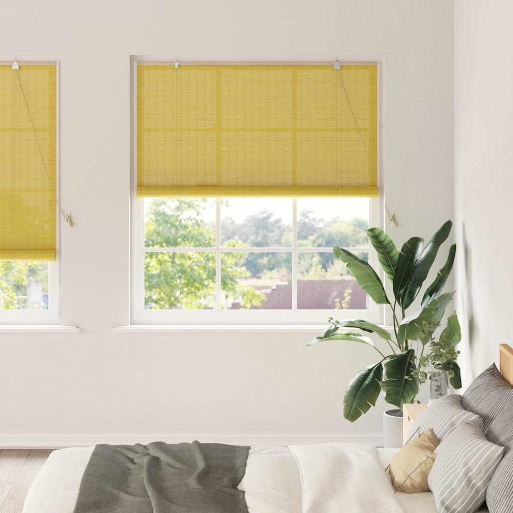 Rolgordijn met gordijnen Geel 140 x 220 cm Bamboe is nu te koop bij PeponiXL, paradijselijk wonen!