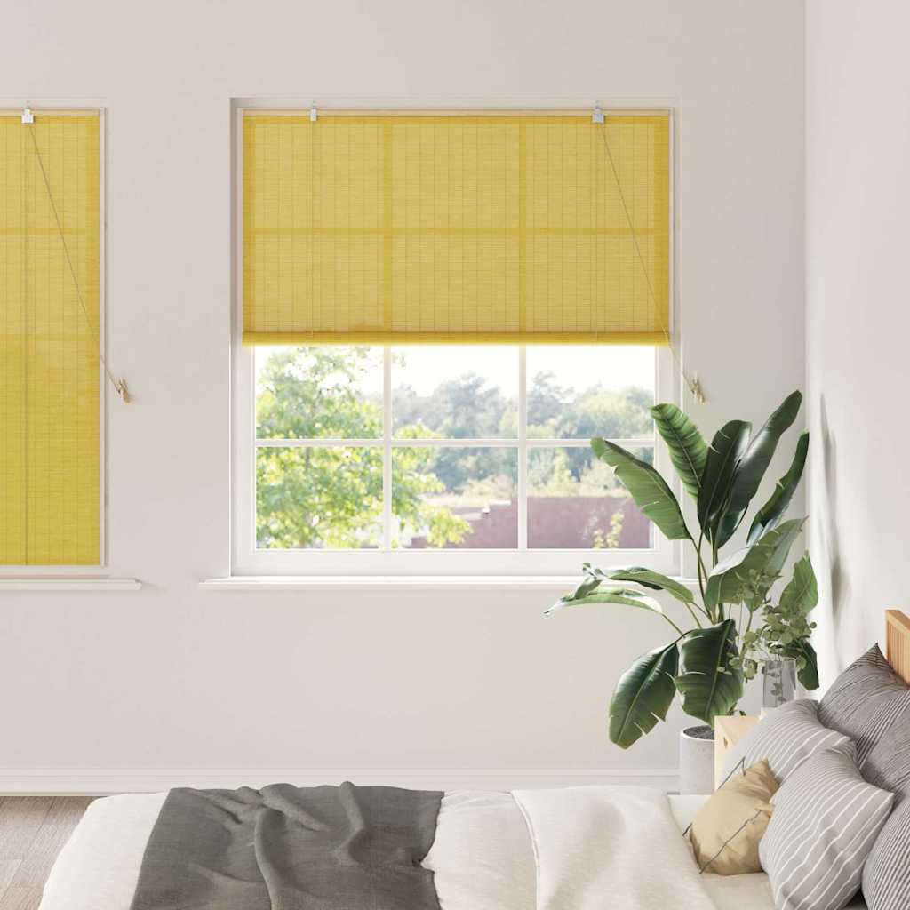 Rolgordijn met gordijnen Geel 150 x 160 cm Bamboe is nu te koop bij PeponiXL, paradijselijk wonen!
