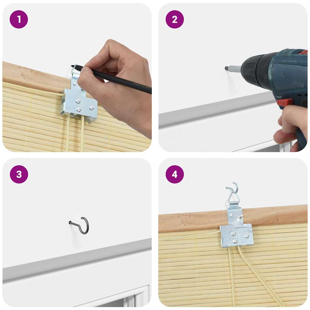 Rolgordijn met gordijnen Natuur 110 x 220 cm Bamboe is nu te koop bij PeponiXL, paradijselijk wonen!