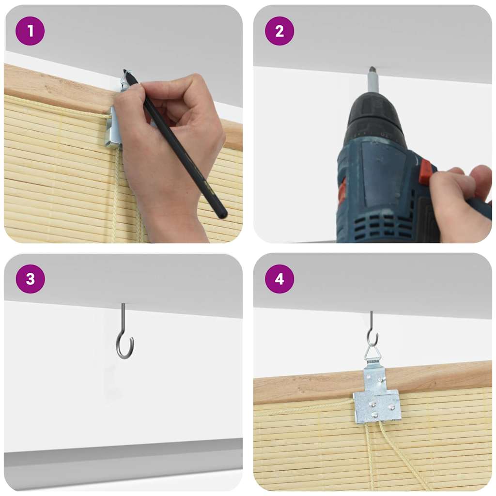 Rolgordijn met gordijnen Natuur 150 x 160 cm Bamboe is nu te koop bij PeponiXL, paradijselijk wonen!