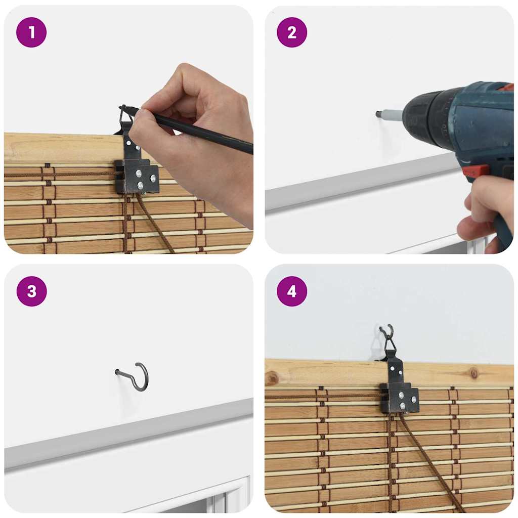 Rolgordijn met gordijnen Natuur 150 x 160 cm Bamboe is nu te koop bij PeponiXL, paradijselijk wonen!