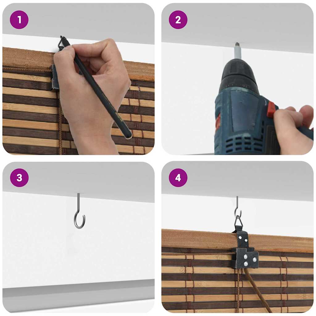 Rolgordijn met gordijnen Bruin 100 x 220 cm Bamboe is nu te koop bij PeponiXL, paradijselijk wonen!