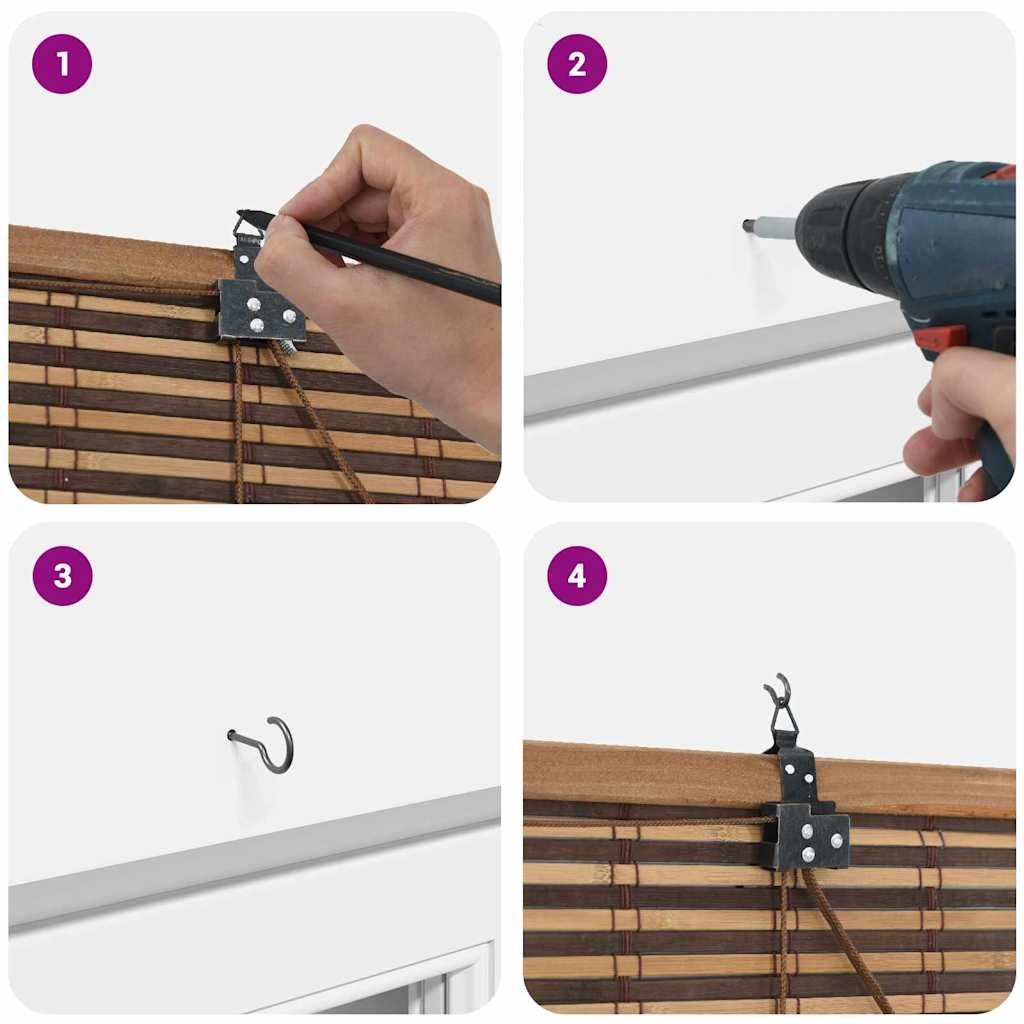 Rolgordijn met gordijnen Bruin 150 x 160 cm Bamboe is nu te koop bij PeponiXL, paradijselijk wonen!