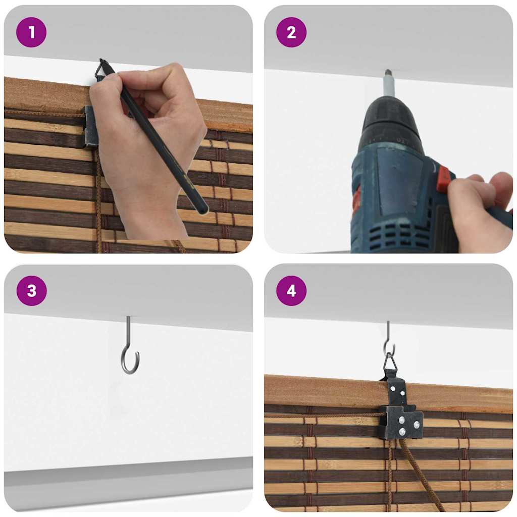 Rolgordijn met gordijnen Bruin 150 x 220 cm Bamboe is nu te koop bij PeponiXL, paradijselijk wonen!