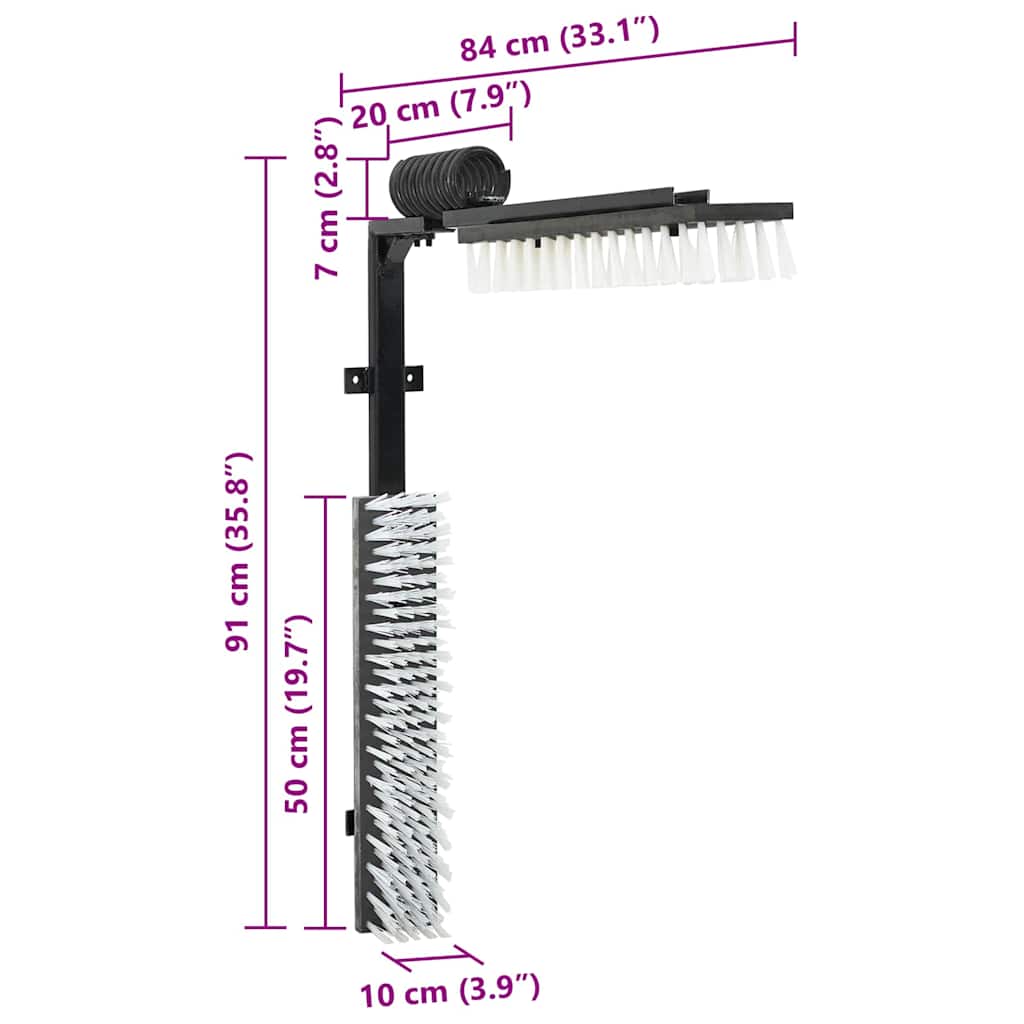 Vee borstels Verstelbaar Zwart en Wit 84 x 10 x 91 cm PVC is nu te koop bij PeponiXL, paradijselijk wonen!
