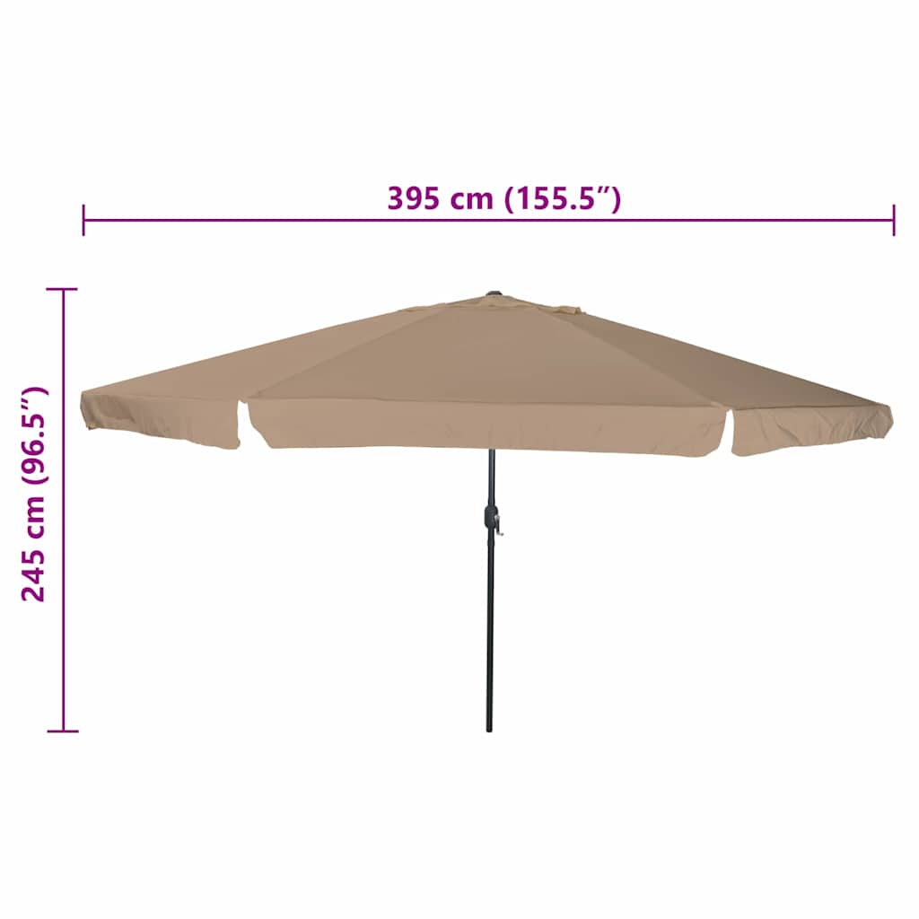 Tuinparasol Taupe 394 x 394 x 248 cm Polyester en staal is nu te koop bij PeponiXL, paradijselijk wonen!