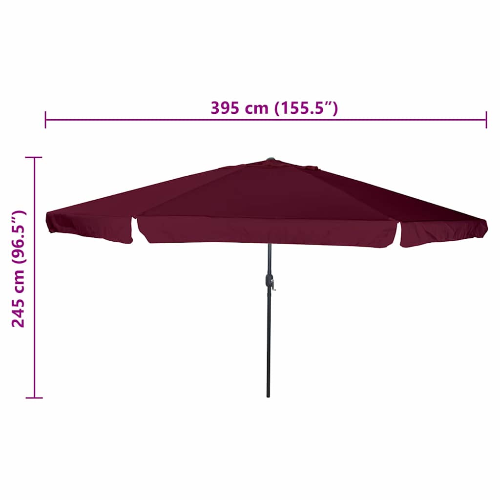 Tuinparasol Bordeaux Rood 394 x 394 x 248 cm Polyester en staal is nu te koop bij PeponiXL, paradijselijk wonen!