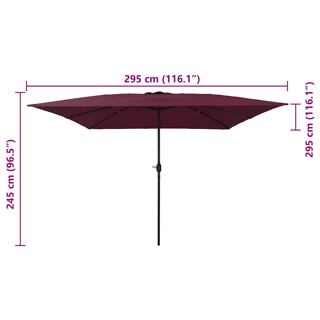 Tuinparasol Bordeaux Rood 295 x 295 x 245 cm Polyester en staal is nu te koop bij PeponiXL, paradijselijk wonen!