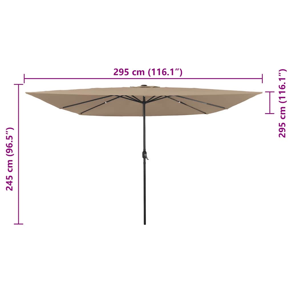 Tuinparasol Taupe 295 x 295 x 245 cm Polyester en staal is nu te koop bij PeponiXL, paradijselijk wonen!