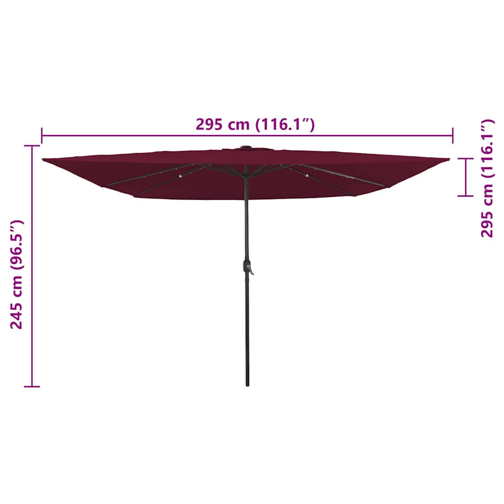 Tuinparasol Bordeaux Rood 295 x 295 x 245 cm Polyester en staal is nu te koop bij PeponiXL, paradijselijk wonen!