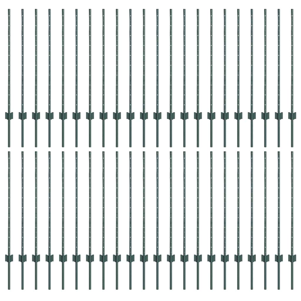 Afrasteringspaal 44 pcs Groen 140 cm Staal is nu te koop bij PeponiXL, paradijselijk wonen!