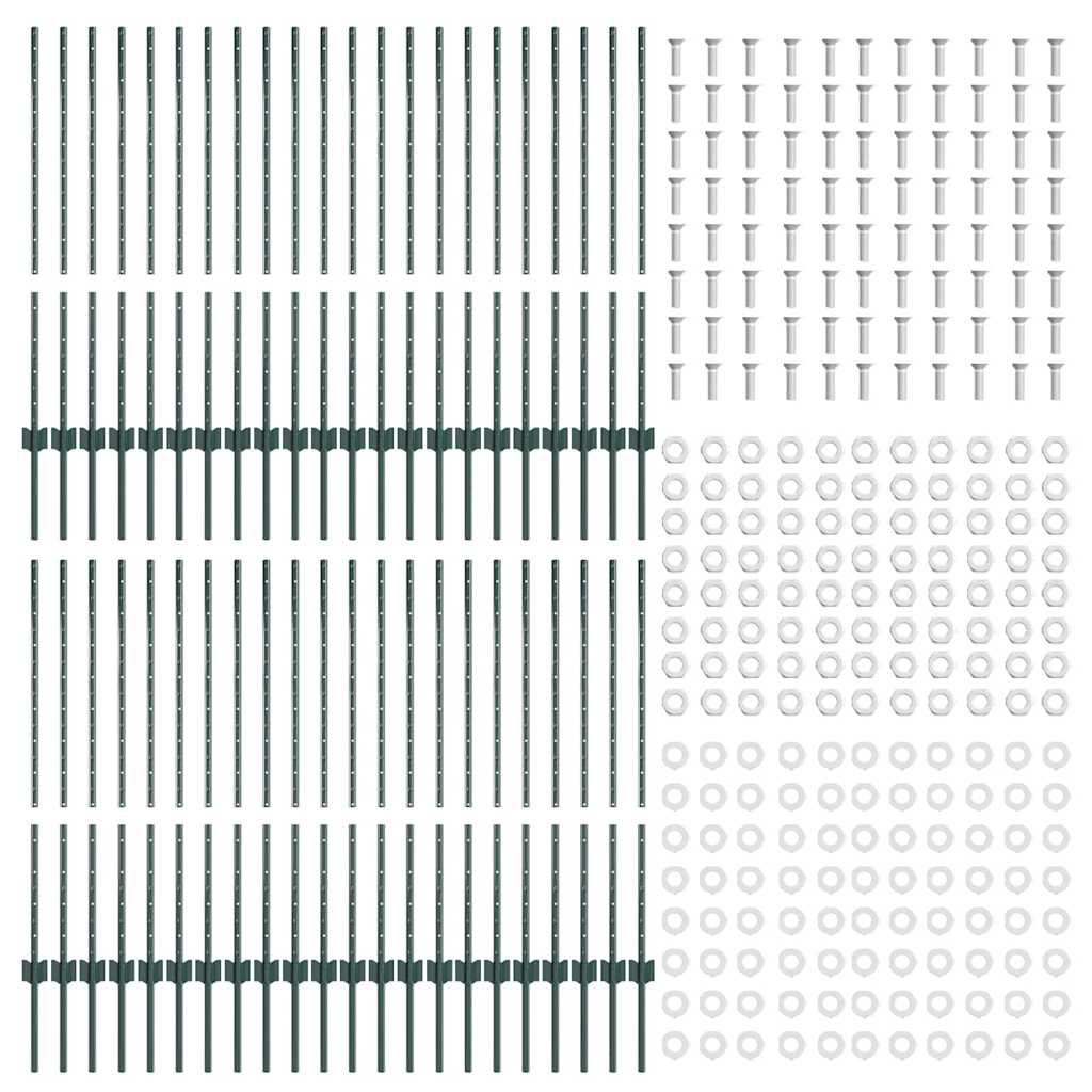 Afrasteringspaal 44 pcs Groen 140 cm Staal is nu te koop bij PeponiXL, paradijselijk wonen!