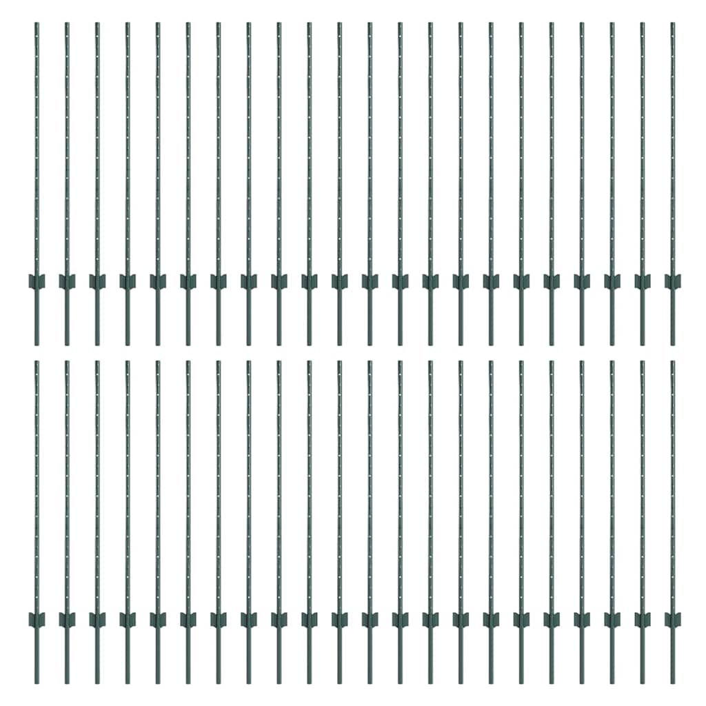 Afrasteringspaal 44 pcs Groen 160 cm Staal is nu te koop bij PeponiXL, paradijselijk wonen!