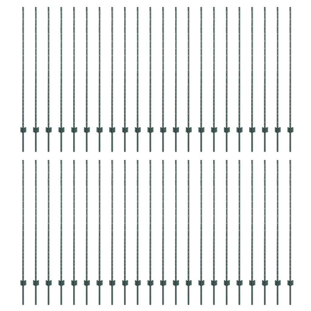 Afrasteringspaal 44 pcs Groen 200 cm Staal is nu te koop bij PeponiXL, paradijselijk wonen!