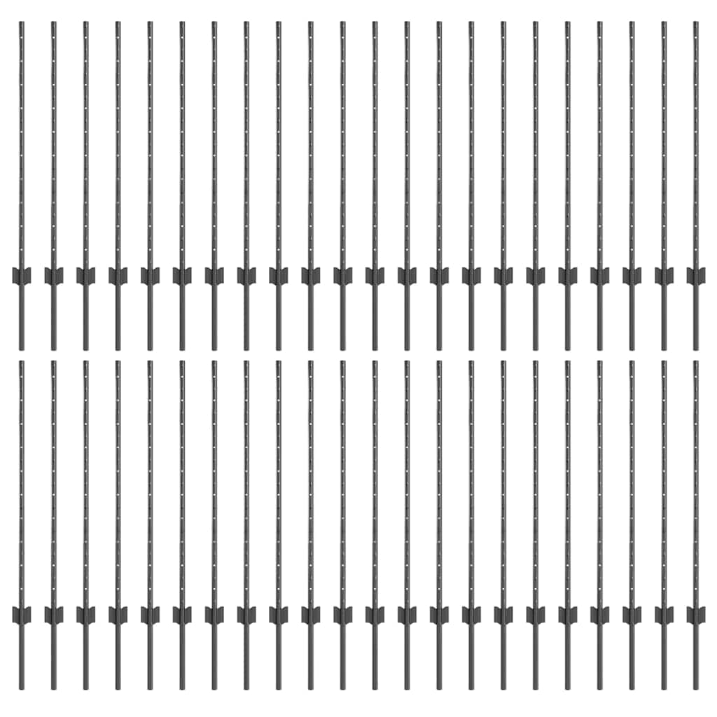 Afrasteringspaal 44 pcs Grijs 140 cm Staal is nu te koop bij PeponiXL, paradijselijk wonen!