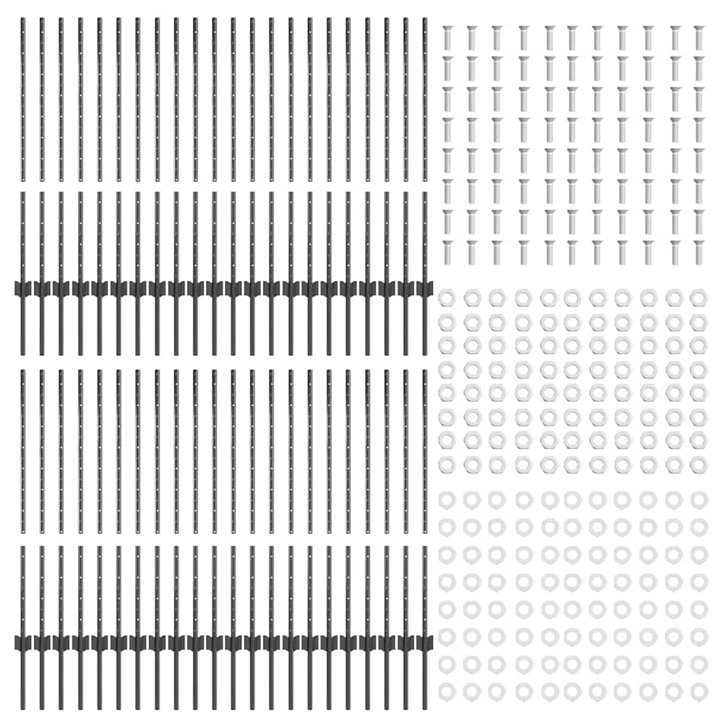 Afrasteringspaal 44 pcs Grijs 140 cm Staal is nu te koop bij PeponiXL, paradijselijk wonen!