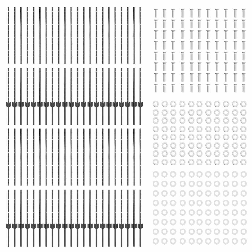 Afrasteringspaal 44 pcs Grijs 160 cm Staal is nu te koop bij PeponiXL, paradijselijk wonen!