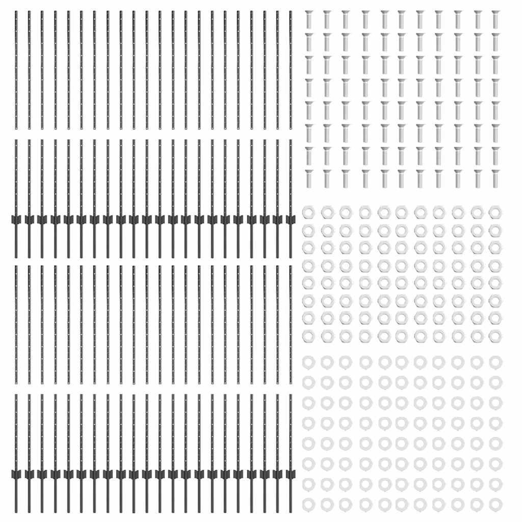 Afrasteringspaal 44 pcs Grijs 180 cm Staal is nu te koop bij PeponiXL, paradijselijk wonen!