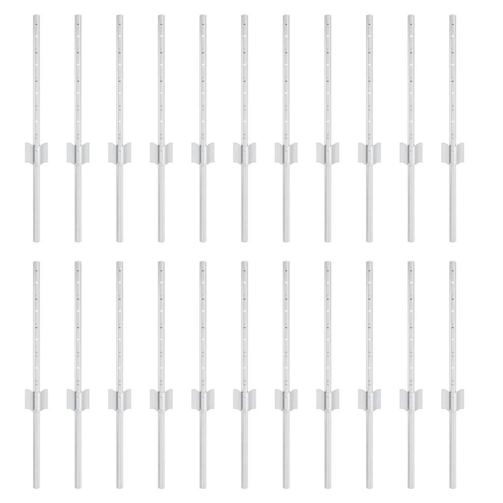 Afrasteringspaal 22 pcs Zilver 80 cm Staal is nu te koop bij PeponiXL, paradijselijk wonen!