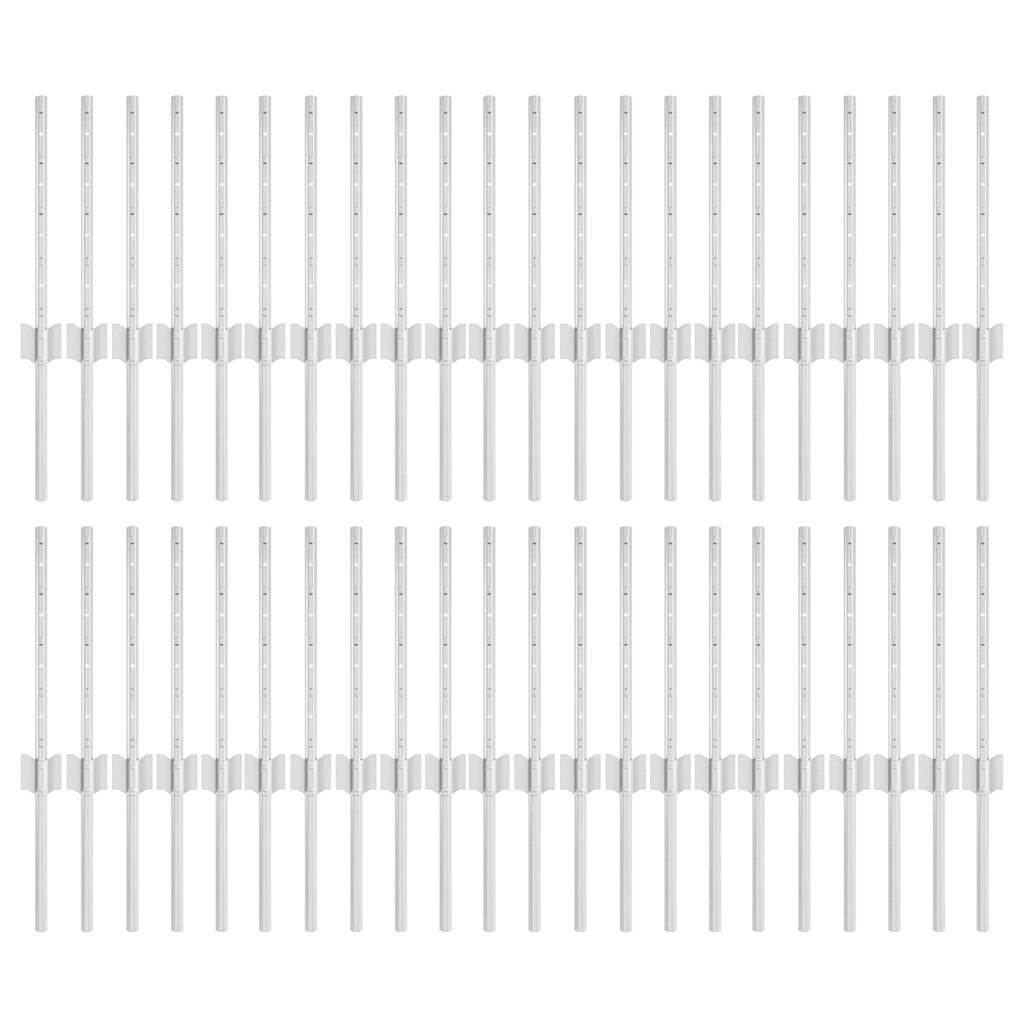 Afrasteringspaal 44 pcs Zilver 80 cm Staal is nu te koop bij PeponiXL, paradijselijk wonen!