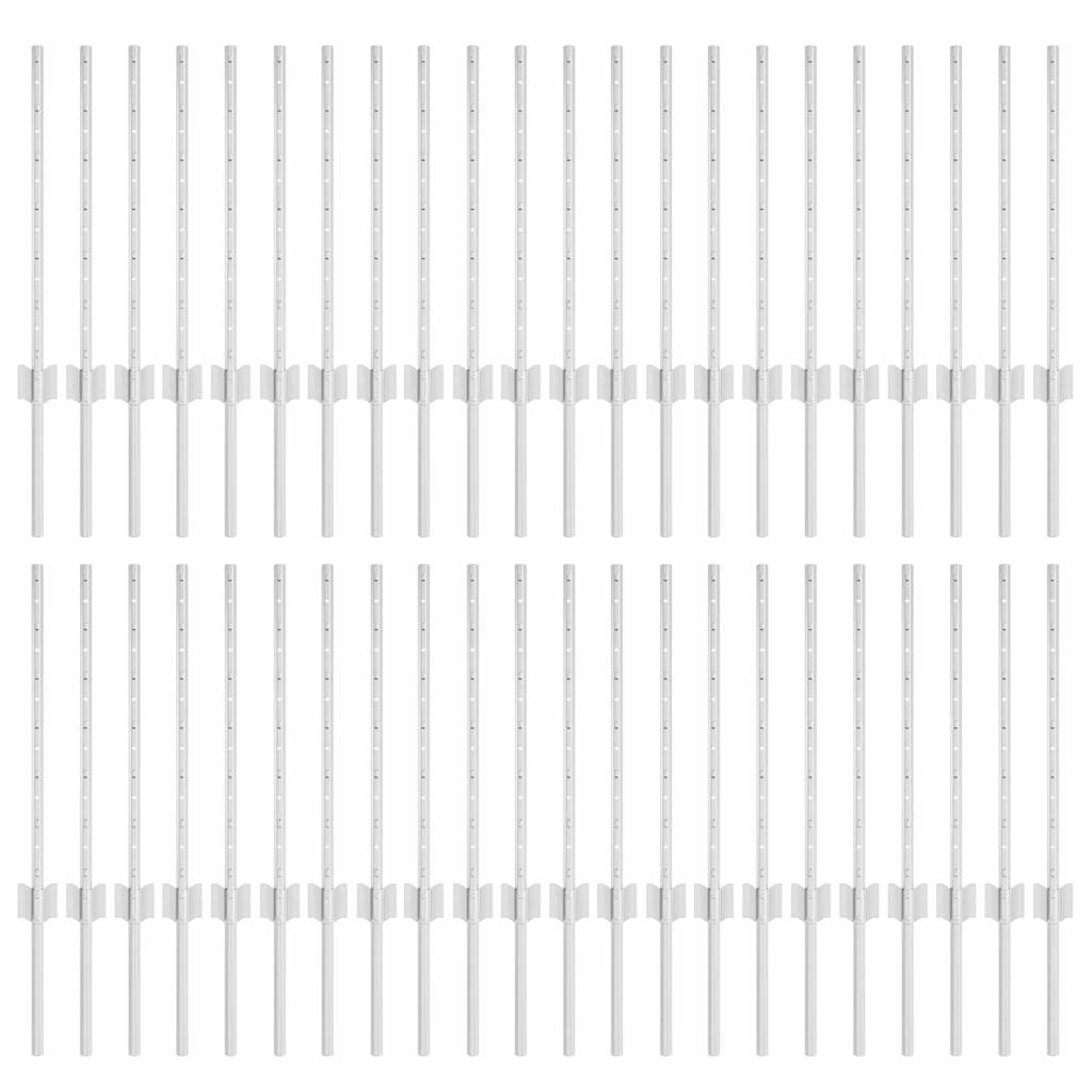 Afrasteringspaal 44 pcs Zilver 100 cm Staal is nu te koop bij PeponiXL, paradijselijk wonen!