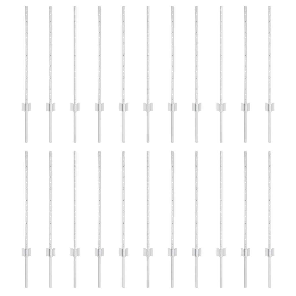 Afrasteringspaal 22 pcs Zilver 120 cm Staal is nu te koop bij PeponiXL, paradijselijk wonen!