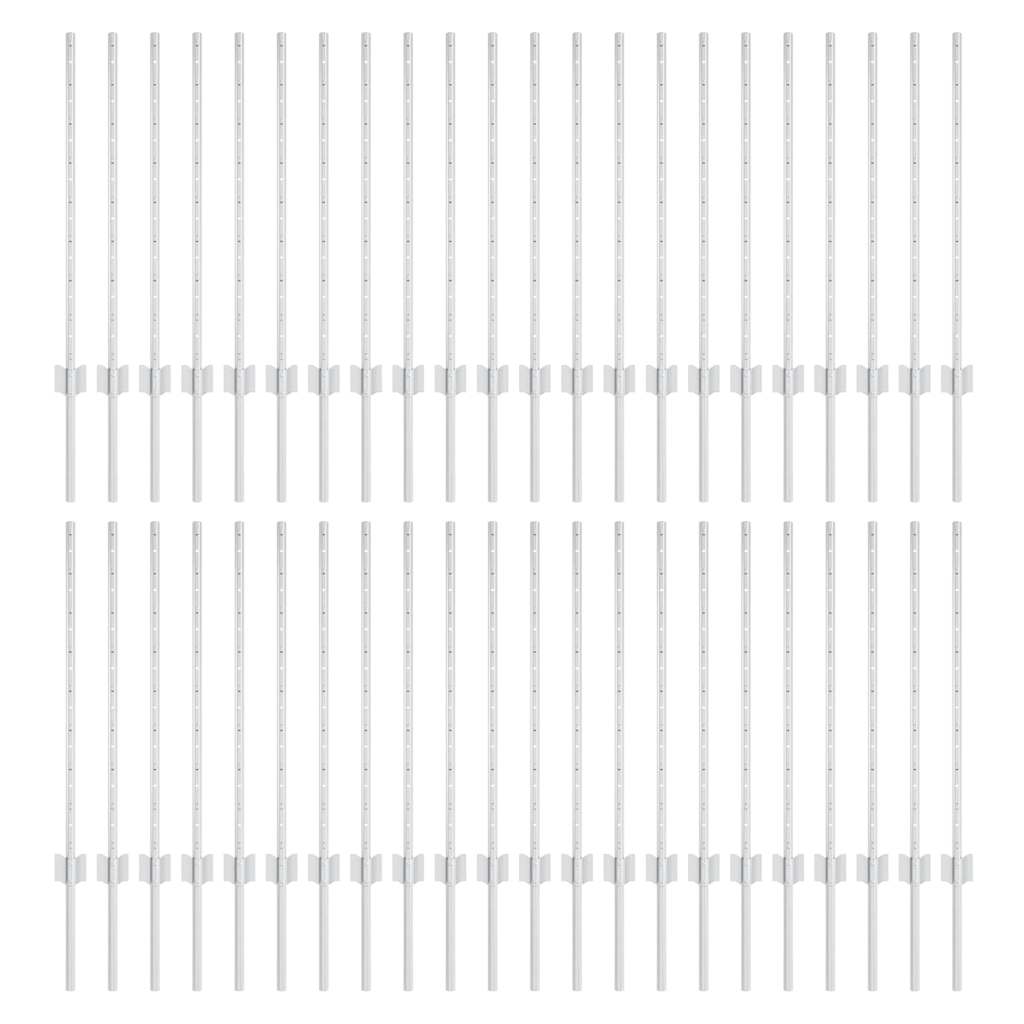 Afrasteringspaal 44 pcs Zilver 120 cm Staal is nu te koop bij PeponiXL, paradijselijk wonen!