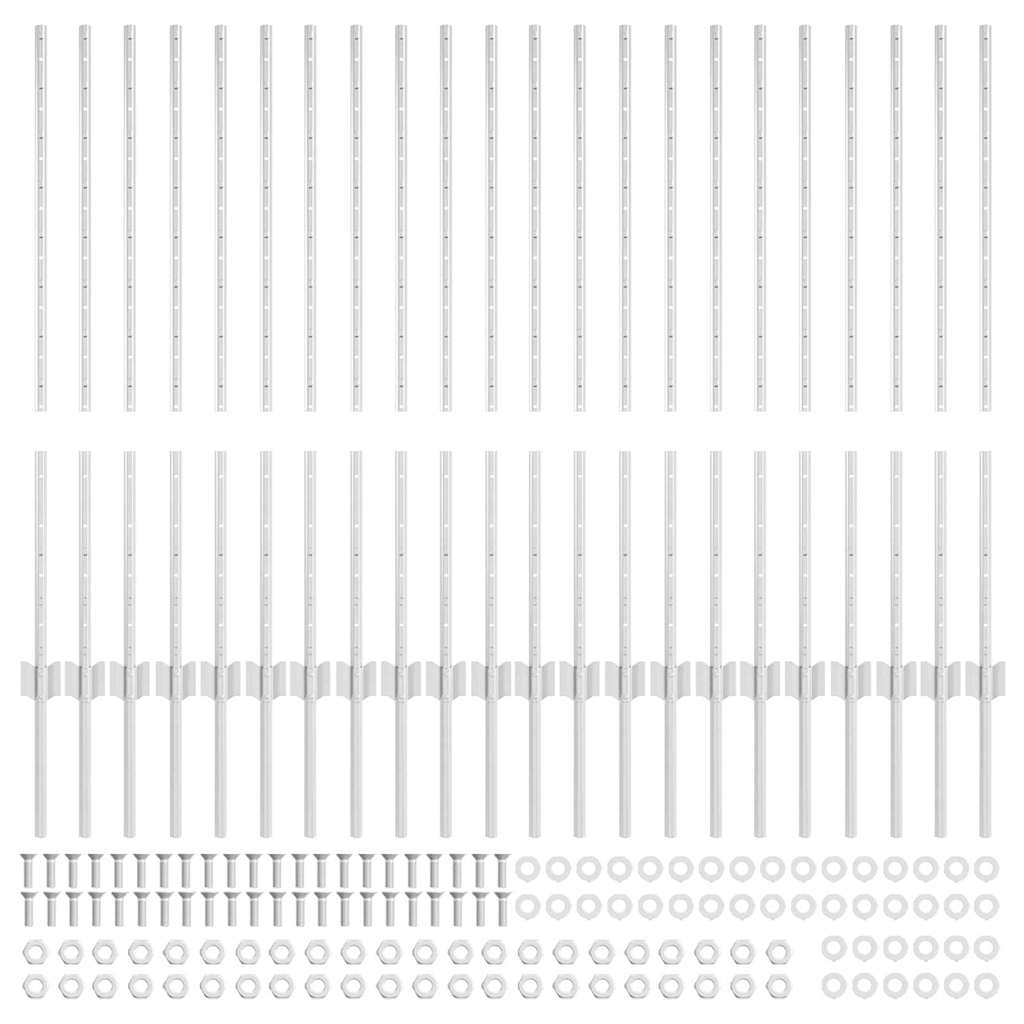 Afrasteringspaal 22 pcs Zilver 140 cm Staal is nu te koop bij PeponiXL, paradijselijk wonen!