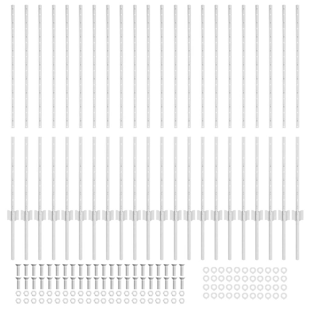 Afrasteringspaal 22 pcs Zilver 160 cm Staal is nu te koop bij PeponiXL, paradijselijk wonen!