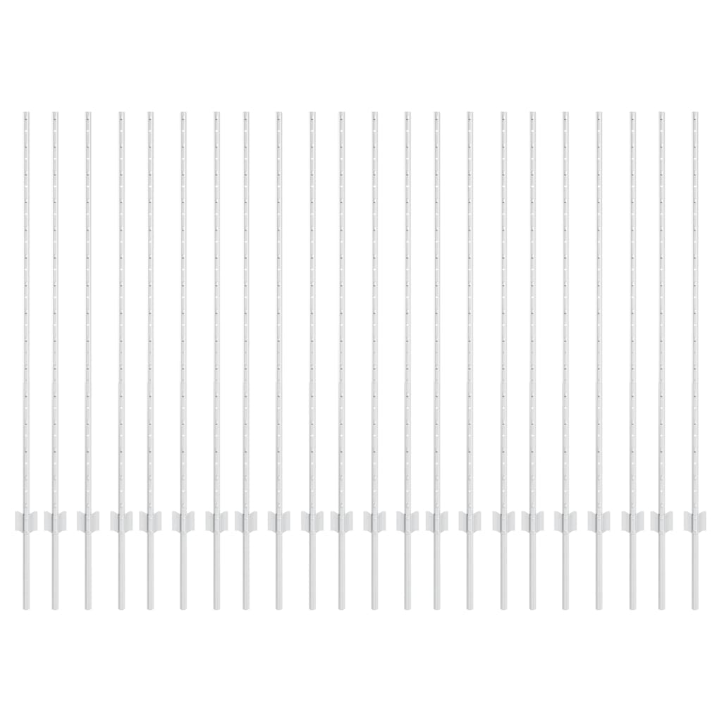 Afrasteringspaal 22 pcs Zilver 180 cm Staal is nu te koop bij PeponiXL, paradijselijk wonen!