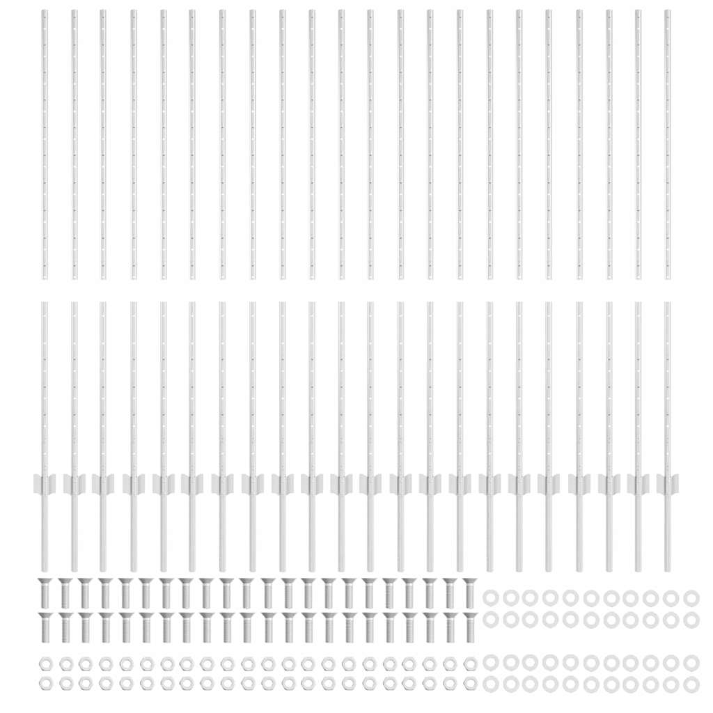 Afrasteringspaal 22 pcs Zilver 180 cm Staal is nu te koop bij PeponiXL, paradijselijk wonen!