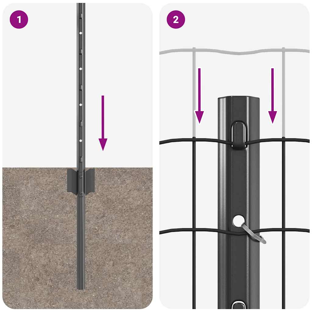 Hek met Paal Grijs 0,4 x 10 m Staal en PVC is nu te koop bij PeponiXL, paradijselijk wonen!