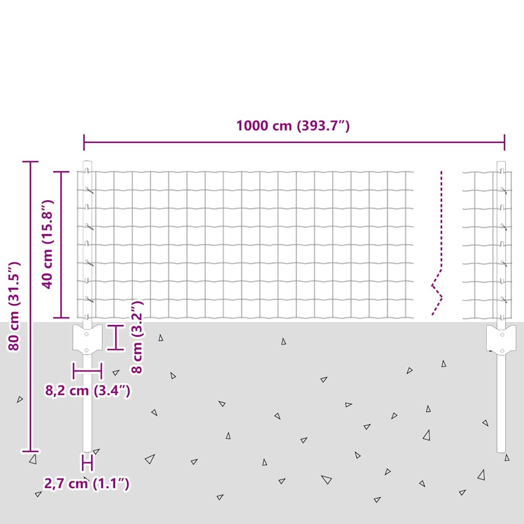 Hek met Paal Grijs 0,4 x 10 m Staal en PVC is nu te koop bij PeponiXL, paradijselijk wonen!