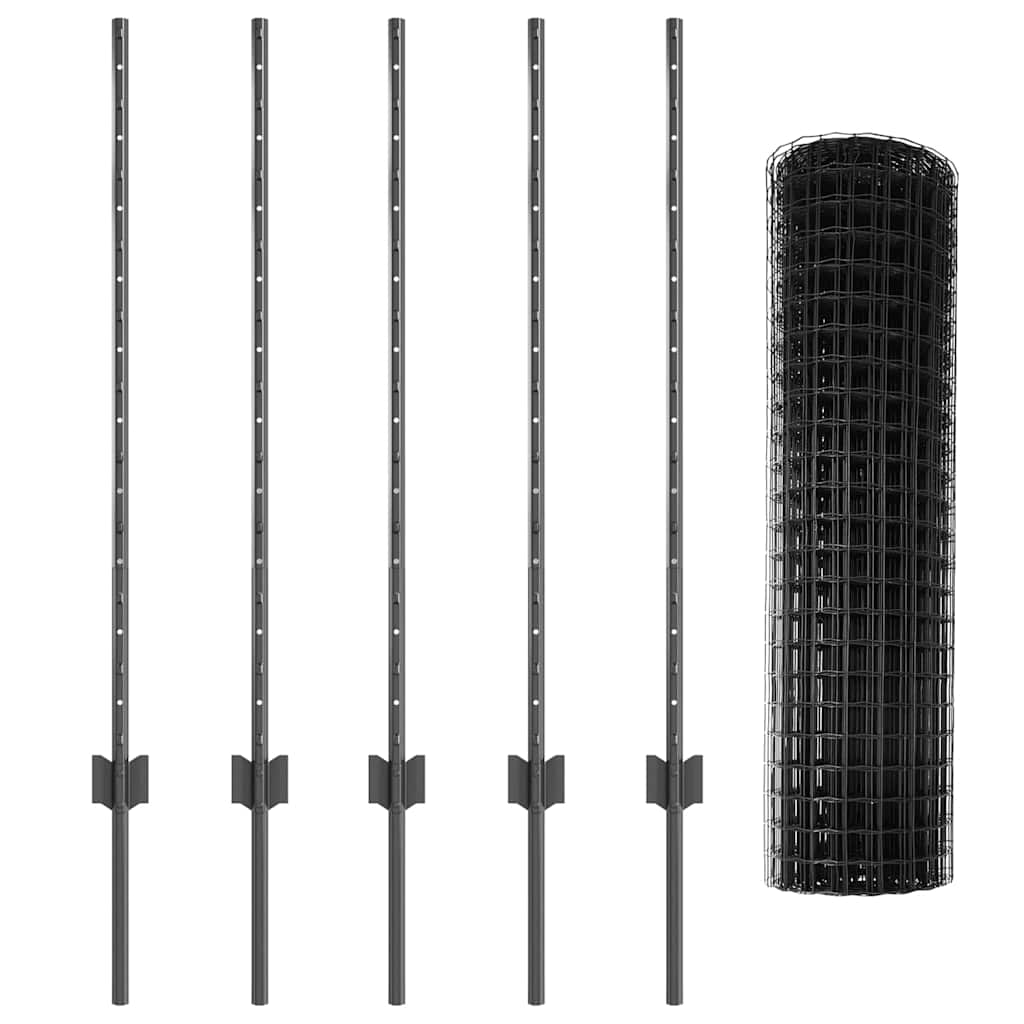 Hek met Paal Grijs 1 x 10 m Staal en PVC is nu te koop bij PeponiXL, paradijselijk wonen!