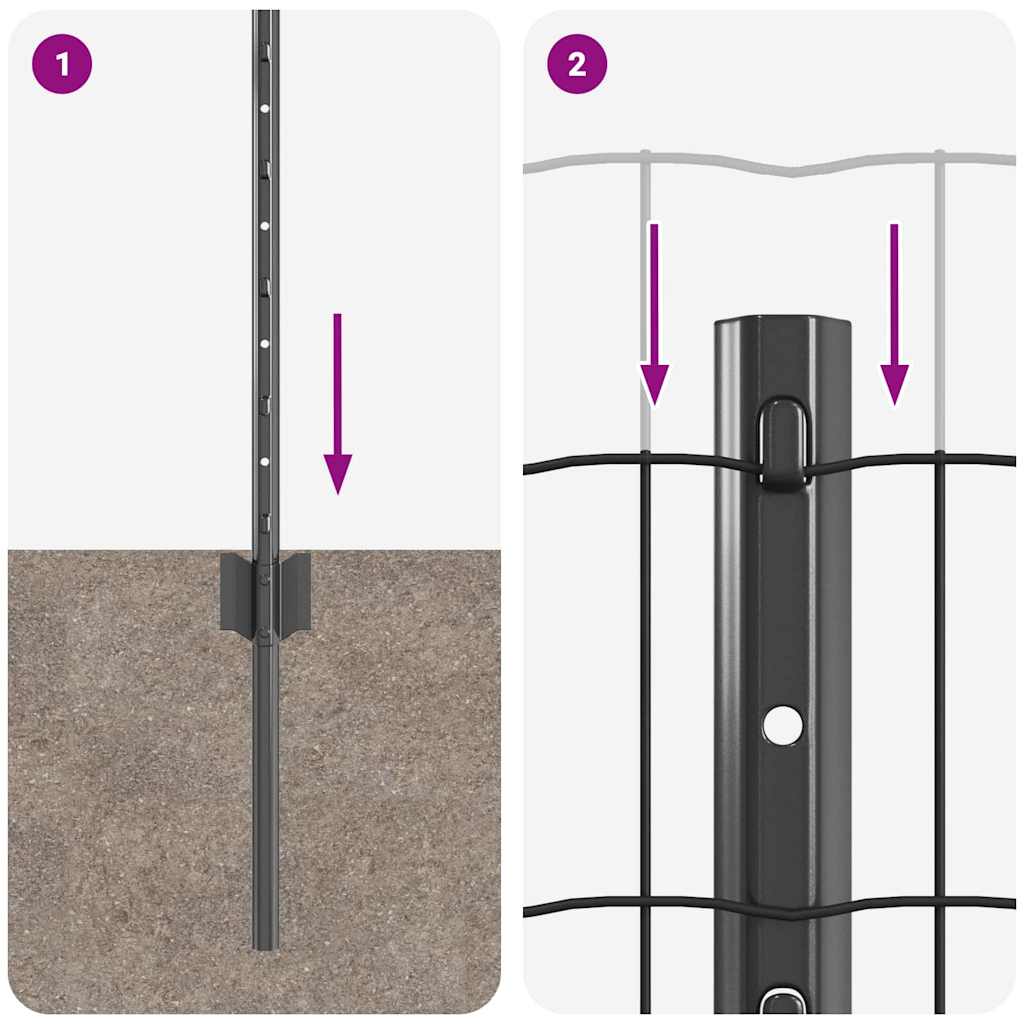 Hek met Paal Grijs 0,4 x 10 m Staal en PVC is nu te koop bij PeponiXL, paradijselijk wonen!