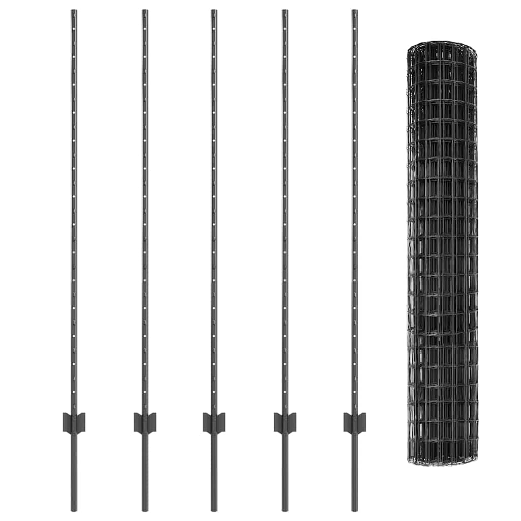 Hek met Paal Grijs 1,4 x 10 m Staal en PVC is nu te koop bij PeponiXL, paradijselijk wonen!