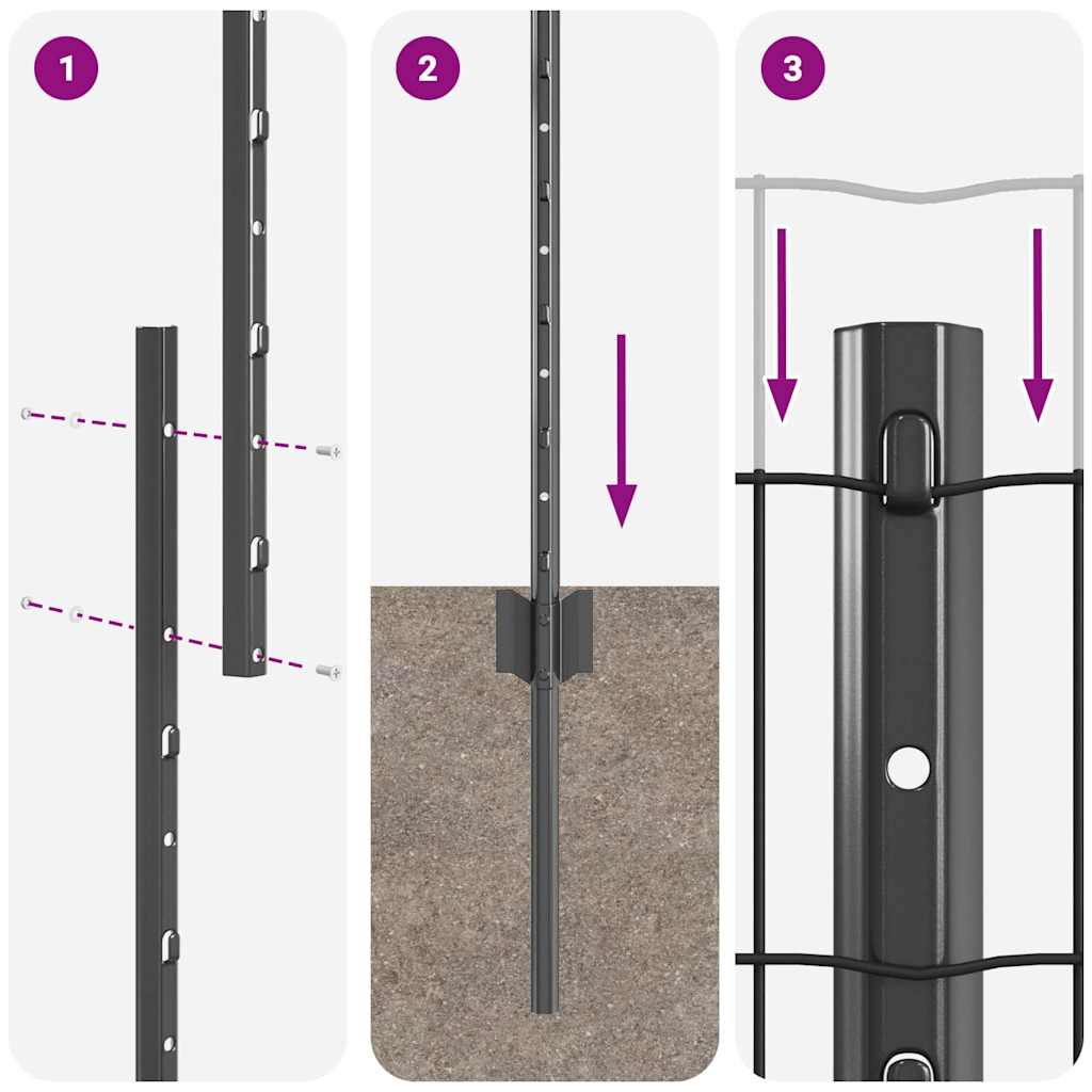 Hek met Paal Grijs 1,4 x 10 m Staal en PVC is nu te koop bij PeponiXL, paradijselijk wonen!