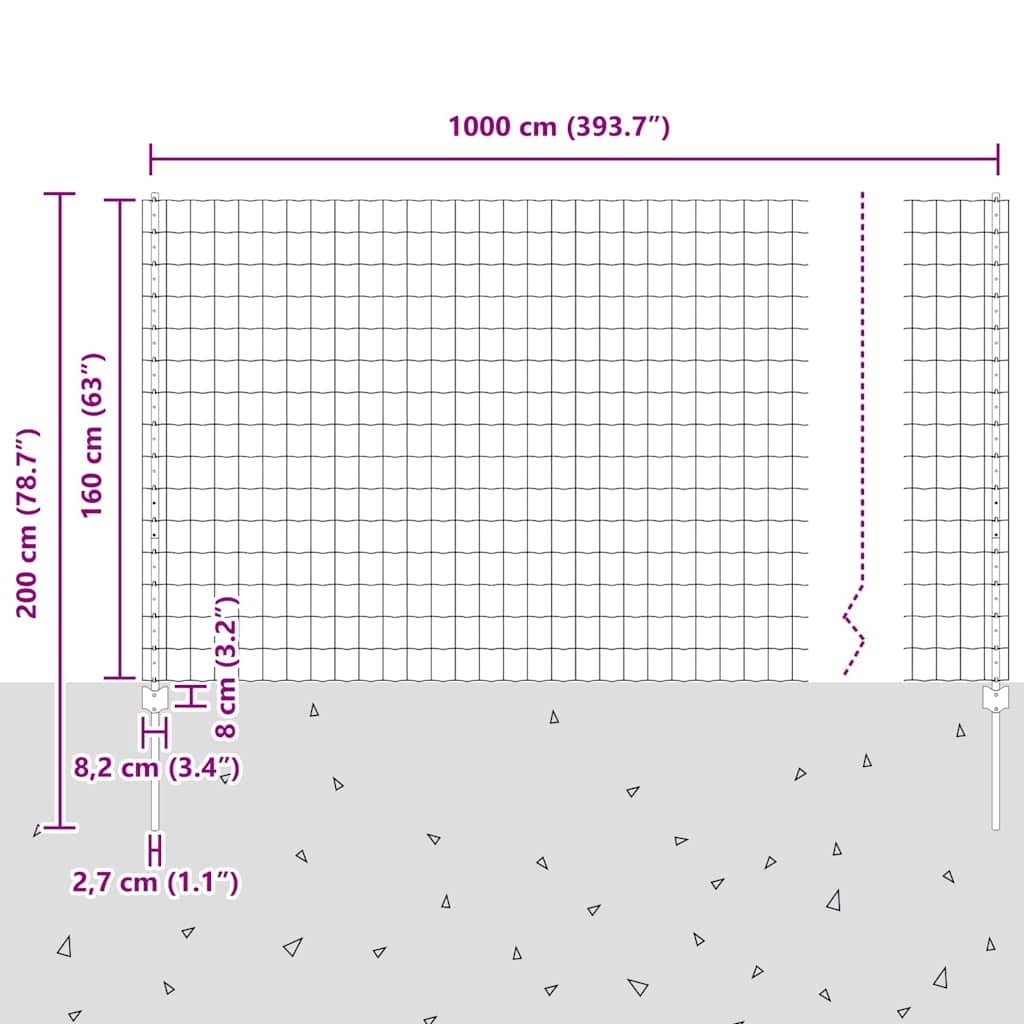 Hek met Paal Grijs 1,6 x 10 m Staal en PVC is nu te koop bij PeponiXL, paradijselijk wonen!