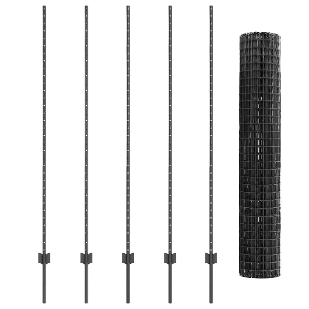 Hek met Paal Grijs 1,6 x 10 m Staal en PVC is nu te koop bij PeponiXL, paradijselijk wonen!