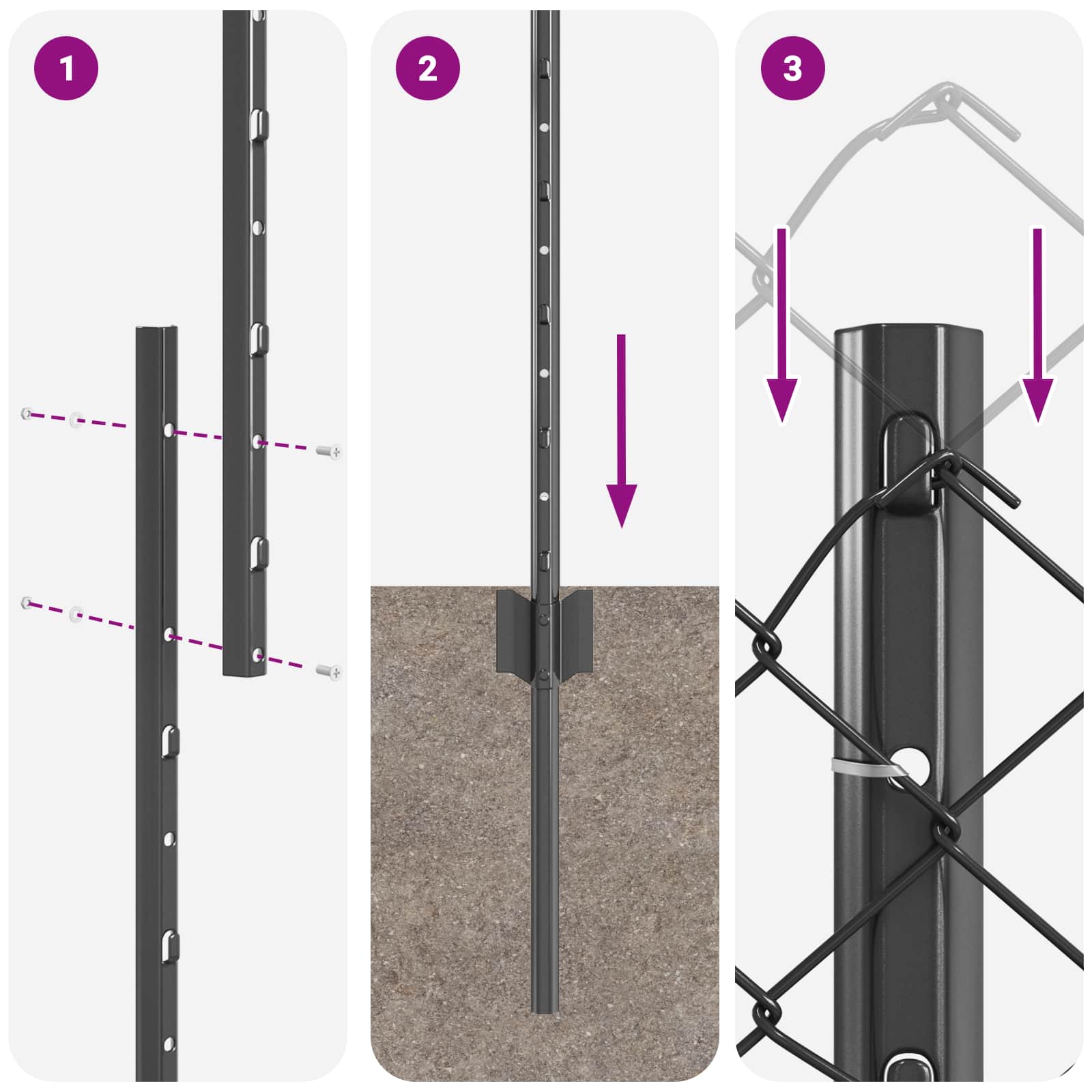 Hek met Paal Grijs 1,2 x 10 m Staal en PVC is nu te koop bij PeponiXL, paradijselijk wonen!