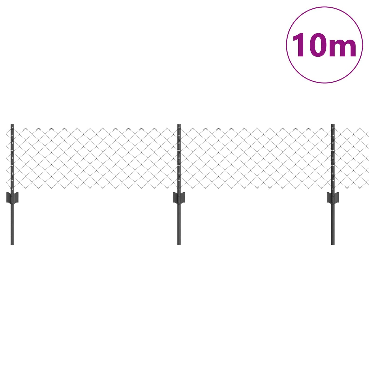 Hek met Paal Grijs 0,4 x 10 m Staal en PVC is nu te koop bij PeponiXL, paradijselijk wonen!
