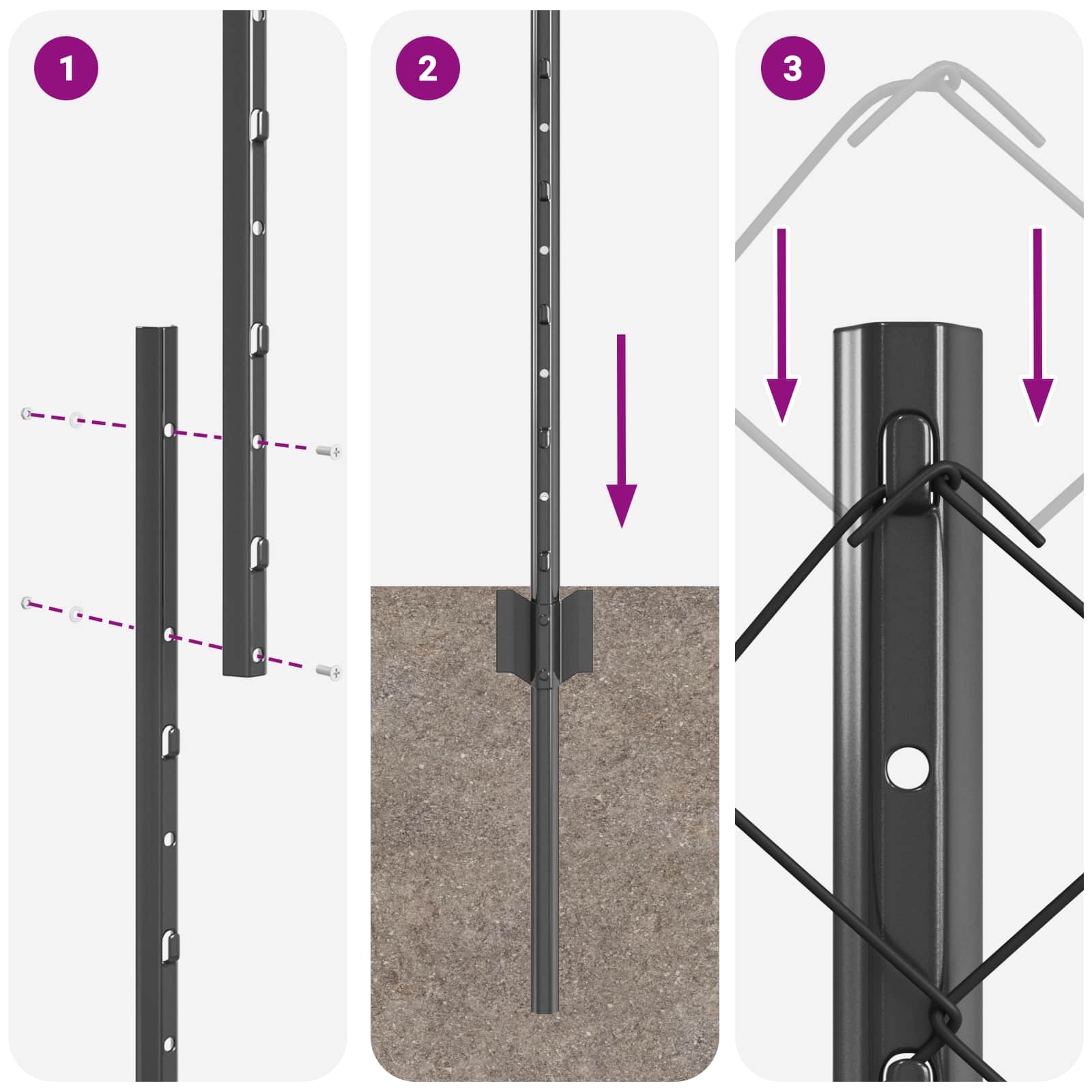 Hek met Paal Grijs 1,2 x 10 m Staal en PVC is nu te koop bij PeponiXL, paradijselijk wonen!