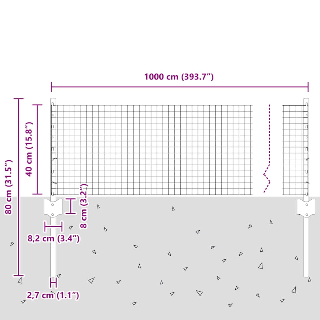 Hek met Paal Zilver 0,4 x 10 m Staal is nu te koop bij PeponiXL, paradijselijk wonen!